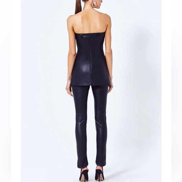 ALEXIS Neoma Faux Leather Strapless Top Black - Picture 3 of 5